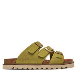 Klapki Dr. Brinkmann. Zielone klapki damskie Dr. Brinkmann, bez wzorów, bez obcasa. Za 419.99 zł.