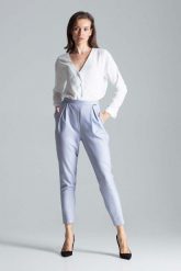 Szare Eleganckie Spodnie o Lekko Podwyższonym Stanie. Szare spodnie materiałowe damskie Figl, bez wzorów, z materiału, eleganckie, z podwyższonym stanem. Za 219.00 zł.