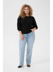 KAFFE curve Bluzka "Civena" w kolorze czarnym rozmiar: XL. Czarne bluzki damskie KAFFE curve, xl, bez wzorów, bez kołnierzyka, bez ramiączek. Za 88.64 zł.