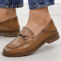 Camelowe skórzane mokasyny damskie Vinceza 18117. Brązowe mokasyny damskie VINCEZA, z jeansu. Za 219.00 zł.