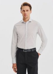 PAKO LORENTE - Biała koszula męska w mikrowzór. Białe koszule męskie Pako Lorente, m, bez wzorów, z bawełny, bez kołnierzyka, bez ramiączek. Za 149.99 zł.