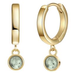 Glanzstücke München Srebrne kolczyki kreole srebro wysokiej próby Labradoryt żółte złoto Kolczyki 1 ct Damski. Szare kolczyki damskie Glanzstücke München, z labradorytem, pozłacane. Za 239.99 zł.