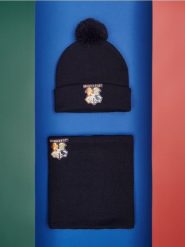 Komplet: czapka i komin Harry Potter - granatowy. Niebieskie szaliki dziecięce Sinsay, bez ramiączek. Za 29.99 zł.