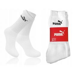 Wysokie skarpetki dla dorosłych Crew. Białe skarpetki damskie Puma, bez wzorów, z bawełny. Za 138.99 zł.