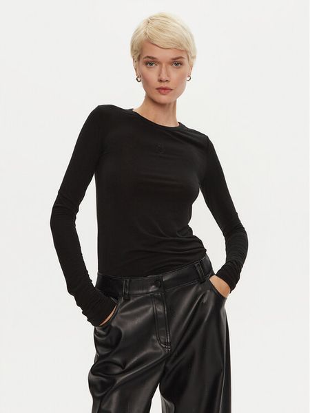 PINKO Bluzka Mulan 102056 A24I Czarny Regular Fit. Czarne bluzki damskie Pinko, l, bez wzorów, z wiskozy, bez ramiączek. Za 499.99 zł.