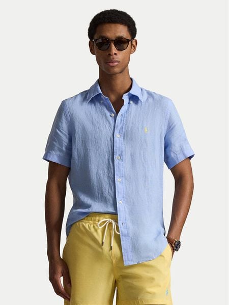 Polo Ralph Lauren Koszula 710968912501 Niebieski Regular Fit. Niebieskie koszule męskie Polo Ralph Lauren, l, bez wzorów, ze lnu, bez kołnierzyka, bez ramiączek. Za 749.99 zł.