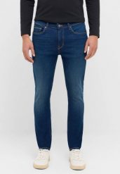 Męskie Spodnie Jeansowe Mustang Style Frisco Skinny Denim Blue 1016793 5000 803. Niebieskie spodnie materiałowe męskie Mustang, bez wzorów, z denimu. Za 219.99 zł.