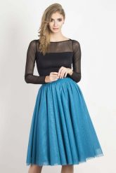 Niebieska Zwiewna Tiulowa Spódnica do Kolan. Niebieskie spódniczki damskie Wow Point, s, bez wzorów, z materiału, midi. Za 249.90 zł.