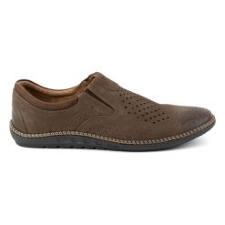 Joker Buty męskie ażurowe mokasyny skórzane 937L brązowe. Brązowe mokasyny męskie z gumy. Za 335.76 zł.