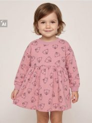 Bawełniana sukienka dresowa z motywem misiów - różowy. Czerwone sukienki dziewczęce Sinsay, bez wzorów, z bawełny, bez ramiączek. Za 17.99 zł.