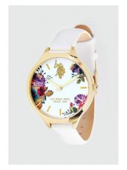 U.S. Polo Assn. Zegarek kwarcowy w kolorze złoto-białym ze wzorem rozmiar: onesize. Białe, analogowe zegarki damskie U.S. Polo Assn., metalowe. Za 173.99 zł.