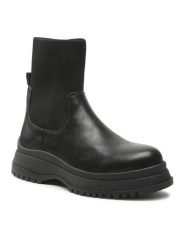 Jenny Fairy Botki WS3180-1 Czarny. Czarne botki damskie Jenny Fairy, ze skóry, bez obcasa, na płaskiej podeszwie, bez zapięcia. Za 199.99 zł.