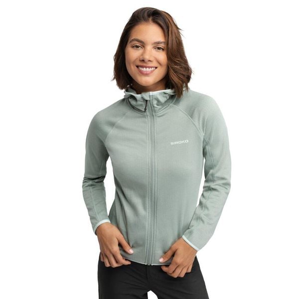 Damska lekka trekkingowa kurtka polarowa z kapturem Siroko Ember Green. Zielone kurtki damskie SIROKO, bez wzorów, z polaru, z kapturem. Za 211.00 zł.