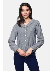 Le Jardin du Lin Lniana koszula w kolorze granatowo-białym rozmiar: 38. Białe koszule damskie Le jardin du lin, bez wzorów, ze lnu, klasyczne, bez kołnierzyka, bez ramiączek. Za 91.56 zł.