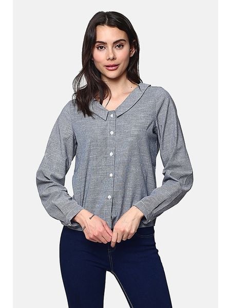 Le Jardin du Lin Lniana koszula w kolorze granatowo-białym rozmiar: 38. Białe koszule damskie Le jardin du lin, bez wzorów, ze lnu, klasyczne, bez kołnierzyka, bez ramiączek. Za 91.56 zł.