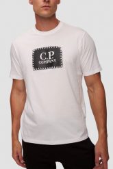 C.P. COMPANY Biały męski t-shirt. Białe t-shirty męskie C.P. Company, l, bez wzorów, bez kołnierzyka. W wyprzedaży za 299.99 zł.