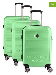 Geographical Norway 3-częściowy zestaw "Santiago" w kolorze zielonym rozmiar: onesize. Zielone walizki Geographical Norway, bez wzorów, z materiału. Za 347.99 zł.