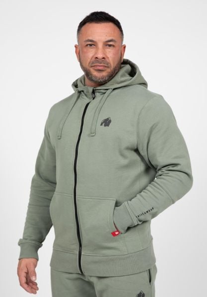 Leon Bluza z kapturem zapinana na suwak - Zielony. Zielone bluzy sportowe męskie GORILLA WEAR, l, z bawełny. Za 356.00 zł.
