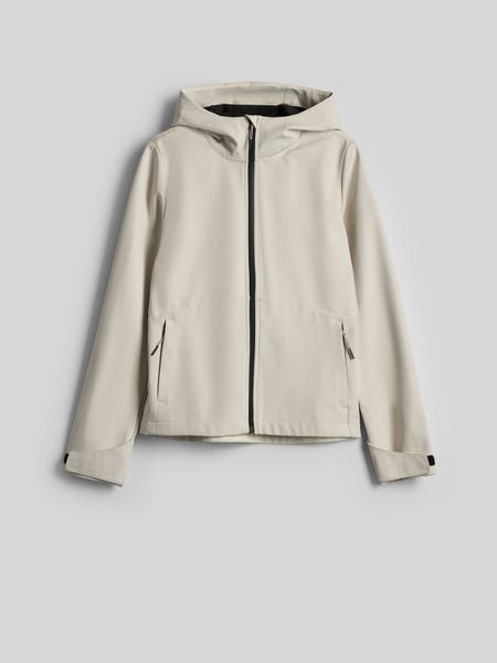 4F Kurtka softshell wiatroodporna membrana 5000 damska - kremowa M. Białe kurtki damskie 4f, l, bez wzorów, z softshellu, bez kaptura. Za 299.99 zł.