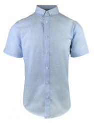 Weekendowa Koszula Męska, Krótki Rękaw - Pako Jeans - Błękit. Niebieskie koszule męskie Pako Jeans, m, bez wzorów, z bawełny, bez kołnierzyka, bez ramiączek. Za 159.00 zł.