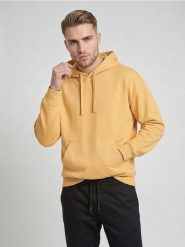 Bluza z kapturem comfort fit z domieszką bawełny - kremowy. Białe bluzy z kapturem męskie Sinsay, l, z bawełny. Za 39.99 zł.