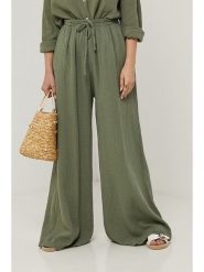 Rodier Lin Lniane spodnie w kolorze khaki rozmiar: M/L. Brązowe spodnie materiałowe damskie Rodier Lin, bez wzorów, ze lnu, z podwyższonym stanem. Za 122.96 zł.