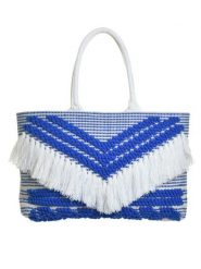 BLE Shopper bag w kolorze biało-niebieskim - 55 x 34 cm rozmiar: onesize. Białe shopper bag damskie BLE, bez wzorów, z materiału, na ramię, bez dodatków. Za 64.95 zł.