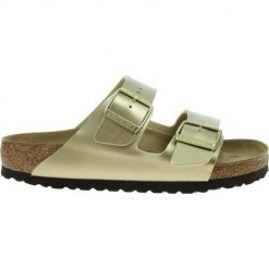 Klapki damskie Birkenstock Arizona BS. Czarne klapki damskie Birkenstock, bez wzorów, z materiału, bez obcasa. Za 578.00 zł.