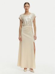 Rinascimento Sukienka wieczorowa CFC0020276002 Beżowy Slim Fit. Brązowe sukienki damskie RINASCIMENTO, xl, bez wzorów, z syntetyku, wizytowe, bez kołnierzyka, bez ramiączek. Za 799.99 zł.