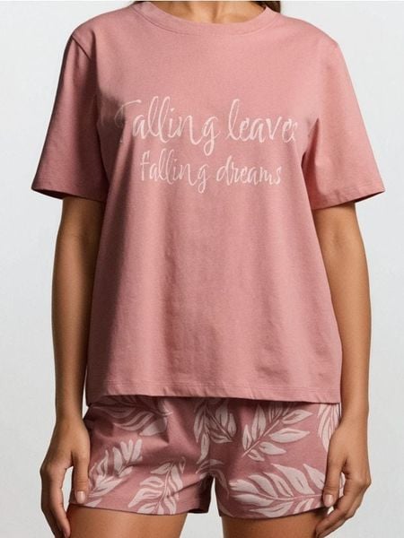 Piżama dwuczęściowa z napisem - fioletowy. Fioletowe piżamy damskie Sinsay, l, bez wzorów, bez ramiączek. Za 39.99 zł.