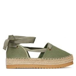 Espadryle DeeZee. Zielone espadryle damskie DeeZee, bez wzorów, bez obcasa. Za 119.99 zł.