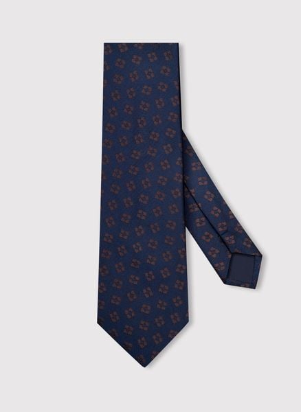 PAKO LORENTE - Granatowy krawat męski w drobny wzór. Niebieskie krawaty i muchy męskie Pako Lorente, bez wzorów, z poliesteru. Za 99.99 zł.