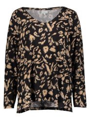 ONLY Koszulka w kolorze karmelowo-czarnym rozmiar: 50/52. Czarne bluzki damskie Only, bez wzorów, bez kołnierzyka. Za 56.53 zł.