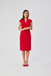 Elegancka sukienka ołówkowa midi czerwona. Czerwone sukienki damskie Stylove, do pracy, m, bez wzorów, biznesowe, bez kołnierzyka, bez ramiączek, midi, ołówkowe. Za 249.00 zł.