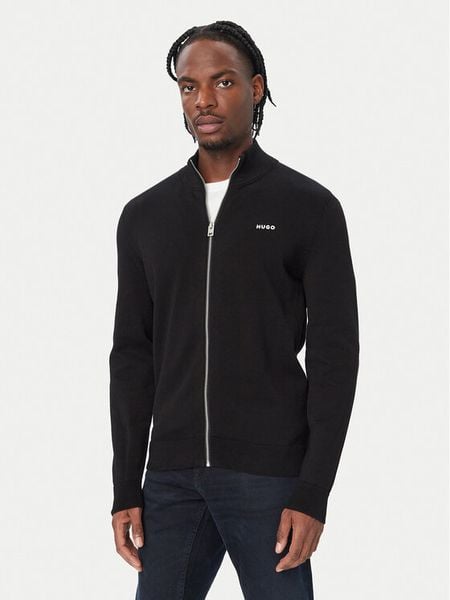 HUGO Kardigan San Jacomo-C 50553606 Czarny Regular Fit. Czarne kardigany męskie Hugo, m, bez wzorów, z bawełny, bez kołnierzyka. Za 629.99 zł.