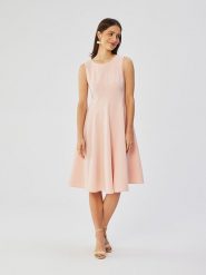 Stylove Sukienka w kolorze beżowym rozmiar: S. Brązowe sukienki damskie Stylove, s, bez wzorów, bez kołnierzyka, bez ramiączek, midi, rozkloszowane. Za 245.38 zł.