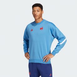 Bluza France Travel Z.N.E. Niebieskie bluzy bez kaptura męskie Adidas, s. W wyprzedaży za 269.40 zł.