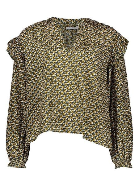 Pepe Jeans Bluzka w kolorze granatowo-żółtym rozmiar: L. Niebieskie bluzki damskie Pepe Jeans, l, bez wzorów, z bawełny, bez kołnierzyka, bez ramiączek. Za 91.99 zł.