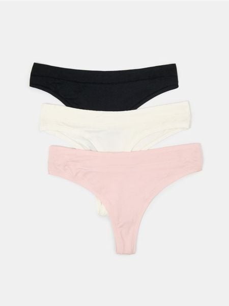 Majtki stringi z modalu i domieszki jedwabiu 3 pack - wielobarwny. Stringi damskie Sinsay, l, bez wzorów. Za 25.99 zł.