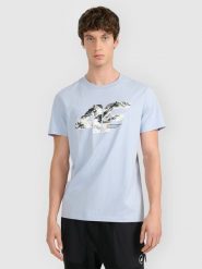 4F T-shirt regular z nadrukiem męski - niebieska XXL. Niebieskie t-shirty męskie 4f, m, bez wzorów, z bawełny, bez kołnierzyka. Za 59.99 zł.