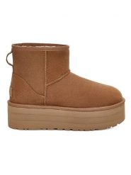 UGG Botki "W Classic Mini Platform" w kolorze jasnobrązowym z wełny jagnięcej rozmiar: 42. Brązowe botki damskie Ugg, ze skóry, bez obcasa, na platformie, bez zapięcia. Za 614.96 zł.