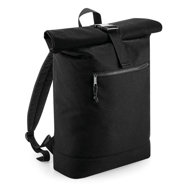 Plecak Bag Base Roll-top recyclé. Czarne plecaki damskie BAGBASE, bez wzorów, z poliesteru, klasyczne. Za 117.65 zł.