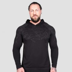 Koszulka męska fitness z kapturem czarna Static. Czarne t-shirty sportowe męskie GYMBEAM, l, z materiału, bez ramiączek, do biegania. Za 130.90 zł.