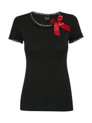Pussy Deluxe Koszulka w kolorze czarnym rozmiar: S. Czarne bluzki damskie Pussy Deluxe, s, bez wzorów, z bawełny, bez kołnierzyka, bez ramiączek. Za 57.06 zł.