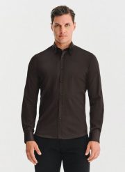 PAKO LORENTE – Brązowa koszula męska. Brązowe koszule męskie Pako Lorente, m, bez wzorów, z bawełny, bez kołnierzyka, bez ramiączek. Za 299.99 zł.