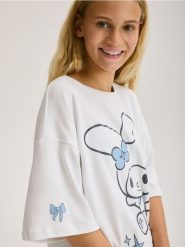 T-shirt My Melody - złamana biel. Koszulki dziewczęce Reserved, bez wzorów, z bawełny, bez ramiączek. W wyprzedaży za 39.99 zł.