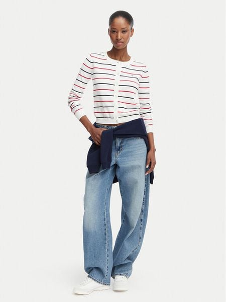 Tommy Jeans Kardigan DW0DW20976 Biały Regular Fit. Białe kardigany damskie Tommy Jeans, xl, bez wzorów, z bawełny. Za 369.99 zł.