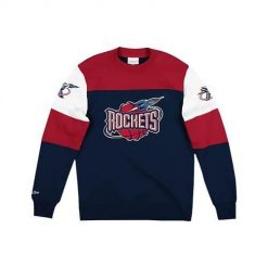 Bluza sportowa męska Mitchell & Ness Houston Rockets. Czerwone bluzy bez kaptura męskie Mitchell & Ness, bez wzorów, sportowe, bez kołnierzyka, bez ramiączek. Za 525.00 zł.