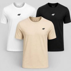 KOMPLET KOSZULEK MĘSKICH 4F ZESTAW 3PAK T-SHIRT. T-shirty męskie 4f, m, bez wzorów, z bawełny, bez kołnierzyka. Za 182.97 zł.