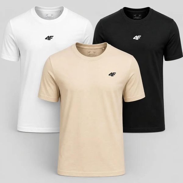 KOMPLET KOSZULEK MĘSKICH 4F ZESTAW 3PAK T-SHIRT. T-shirty męskie 4f, m, bez wzorów, z bawełny, bez kołnierzyka. Za 182.97 zł.